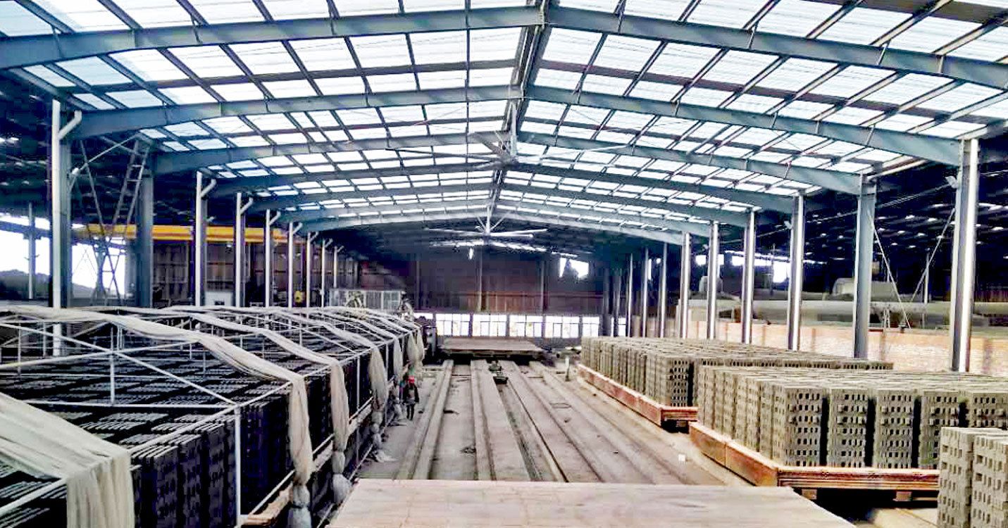 山東磚瓦生產廠工業大風扇促進生產效率